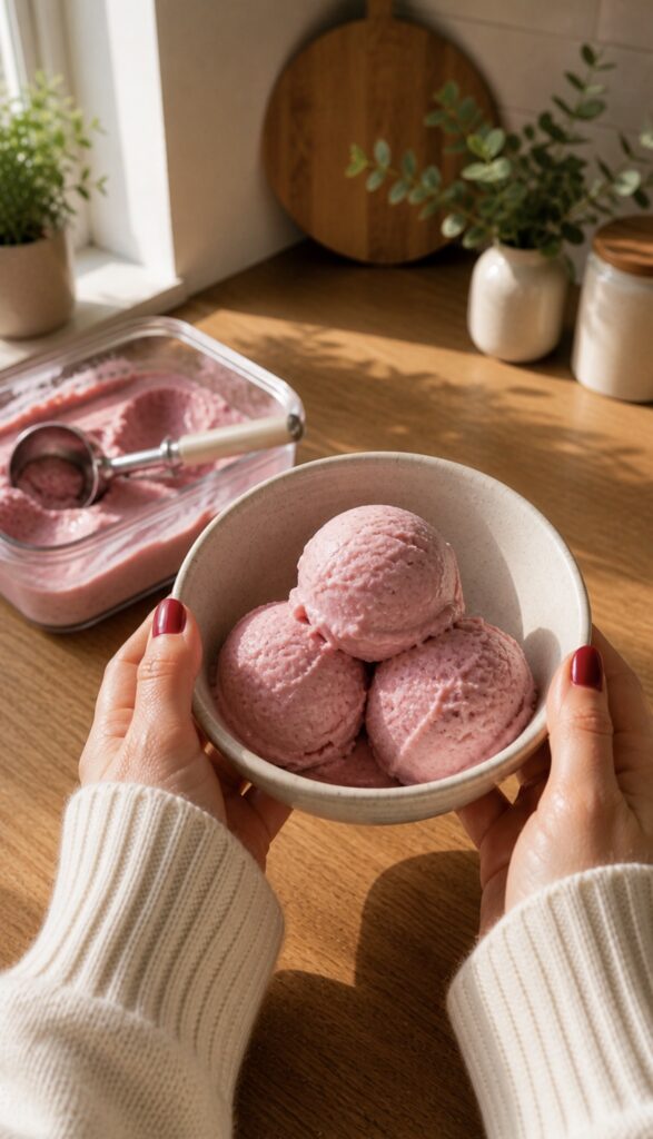 Healthy Strawberry Frozen Yogurt Recipe (Low Calorie, High Protein & Easy) screenshot